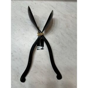 New Creative Coop Horn Salad Servers Set of 2‎ Black Carved Utensils